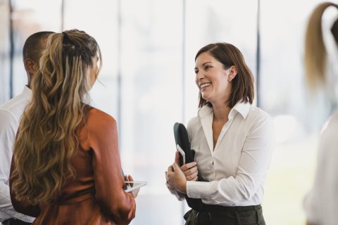 Businesswoman smiling at work